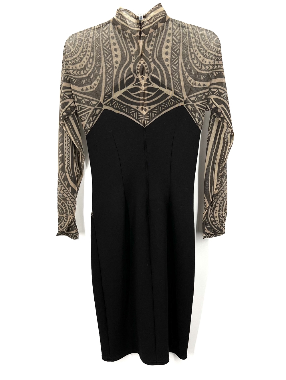 NWT Tadashi Shoji Zahara Dress - Black & Nude "Tattoo" Mini Dress, Size XS - Picture 5 of 11